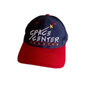 Blue Red Houston Space Center Hat Cap Adjustable Vintage 1990's